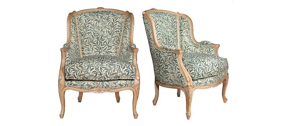 sillón 018 tela verde estampada