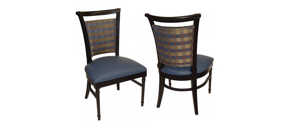silla 126 piel azul y tela a cuadros