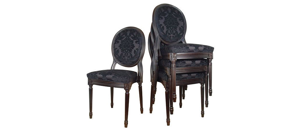 silla 152 tela negra estampada